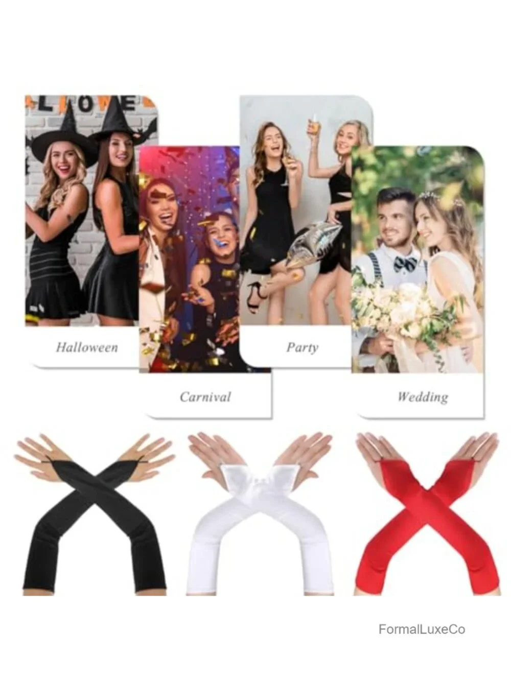 Satin Fingerless Opera Gloves Elbow Length Formal Wedding Party Accessory